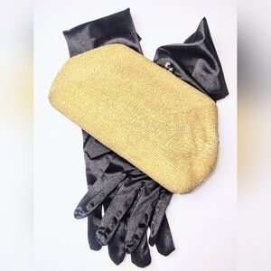 Vtg Sharonee Beaded Clutch Rhinestone Kiss Lock Closure